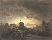 Jacobus Theodorus Abels Landscape in Moonlight (mk22) Sweden oil painting artist